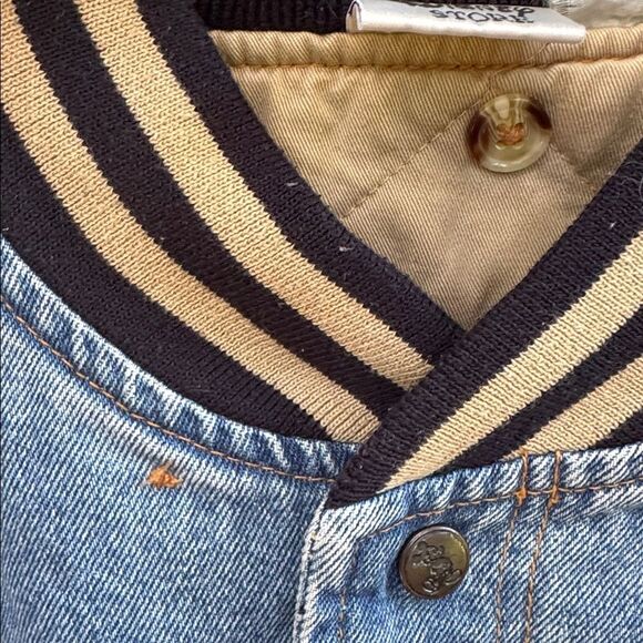 Disney Vintage Mickey Mouse 1928 Varsity "MOM" Embroidered Denim Bomber Jacket - Picture 8 of 9